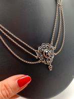 S642 Prachtig zilveren collier met granaat, Ophalen of Verzenden, Zilver, Ketting, Met edelsteen