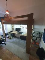 Stevige houten hoogslaper met bureau!, Huis en Inrichting, Slaapkamer | Bedden, Ophalen, Gebruikt, 90 cm, Eenpersoons