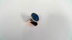 13802-7 Zilveren Ring Met Cabuchon Geslepen Blauwe Steen, Ophalen of Verzenden, Zo goed als nieuw, 17 tot 18, Met edelsteen