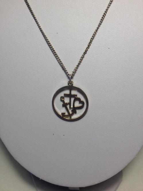 zilveren kettinkje met zilveren hanger 835, Sieraden, Tassen en Uiterlijk, Antieke sieraden, Ketting, Zilver, Verzenden