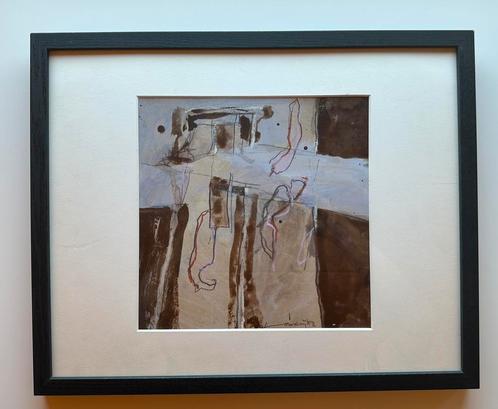 Louis Derijks, abstract schilderij, gemengde techniek, Antiek en Kunst, Kunst | Schilderijen | Modern, Ophalen of Verzenden