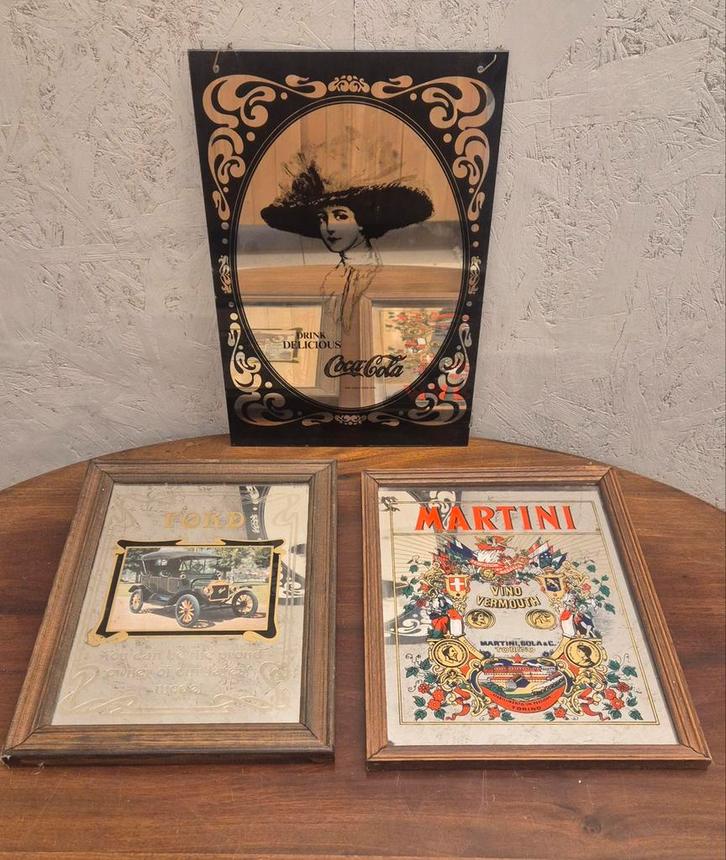 Vintage reclame set Coca-Cola, Ford & Martini, Verzamelen, Merken en Reclamevoorwerpen, Gebruikt, Reclamebord, Ophalen
