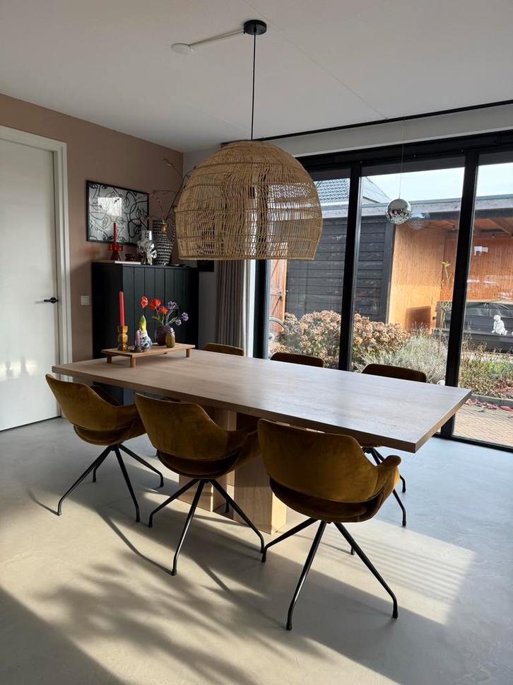 Massief licht eiken eettafel, Huis en Inrichting, Tafels | Eettafels, Gebruikt, 100 tot 150 cm, 200 cm of meer, Vijf personen of meer