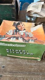Oud blik kinderfornuisje in originele verpakking, Antiek en Kunst, Ophalen of Verzenden