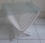 Ikea wit bijzettafeltje met glasplaat ( 1999 ), Ophalen, Minder dan 55 cm, Rond, Zo goed als nieuw