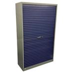 Kinnarps Rolluik Kast Zilvergrijs Transparant H197xB120xD45, Gebruikt, 100 tot 150 cm, Ophalen of Verzenden, Met slot
