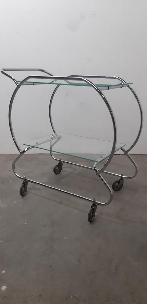 Gispen trolley / serveerwagentje jaren 30 - Gerestaureerd, Huis en Inrichting, Tafels | Bijzettafels, Zo goed als nieuw, Rechthoekig