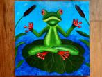 Schilderij Meditation Time / Yoga Kikker 50x50 cm., Ophalen, Nieuw, Schilderij, 50 tot 75 cm