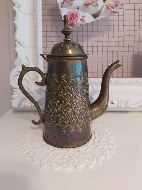 Antiek brocante koffiekan theekan kannetje vaas reliëf, Antiek en Kunst, Antiek | Woonaccessoires, Ophalen of Verzenden