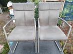 Twee grijze stoelen met aluminium frame, Ophalen, Gebruikt, Grijs, Twee