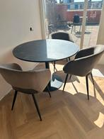 Zwarte ronde tafel marmer look, Huis en Inrichting, Tafels | Eettafels, Ophalen, Zo goed als nieuw, Rond, 100 tot 150 cm