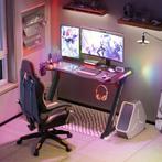 Bureau - Bureautafel Z-Vormige Computer Gaming Desk - Led, Huis en Inrichting, Bureaus, Nieuw, Verzenden