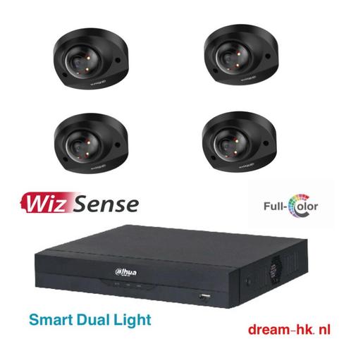 4MP Dahua Full Color WizSense IP PoE set /4CH NVR+4x cameras, Audio, Tv en Foto, Videobewaking, Nieuw, Buitencamera, Ophalen of Verzenden