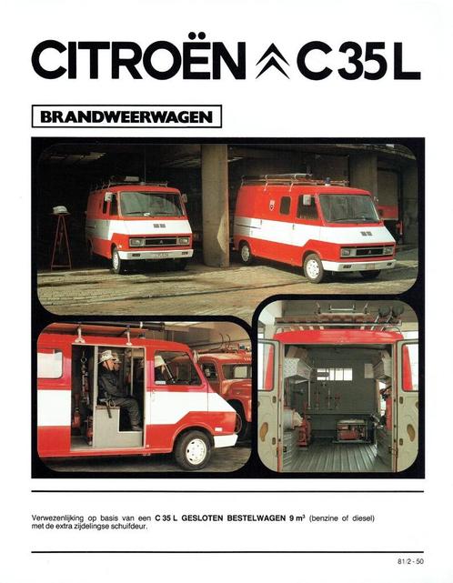 Folder Citroën C35L Brandweerwagen (Belgische uitgave 1981), Boeken, Auto's | Folders en Tijdschriften, Gelezen, Citroën, Verzenden
