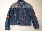 Jeans jack met bloemen, Blauw, Maat 38/40 (M), Ophalen of Verzenden, Zo goed als nieuw