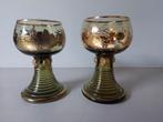2 roemer souvenir glazen met bladgoud Bergen Hundseck, Ophalen of Verzenden