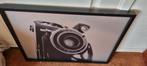 Vintage Camera Print op aluminium met Zwarte Lijst, Minder dan 50 cm, Gebruikt, Ophalen of Verzenden, Print