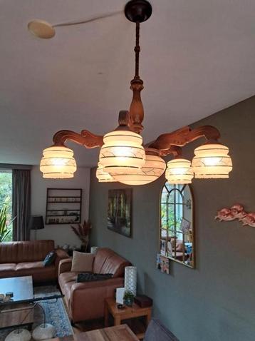 Prachtige vintage antiek hanglamp plafondlamp jaren '50 beschikbaar voor biedingen