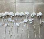 8 X ZIJDE KUNST WITTE HORTENSIA BLOEMEN TAKKEN 80 CM, Huis en Inrichting, Binnen, Ophalen of Verzenden, Zo goed als nieuw