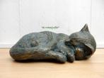 254* Bronzen slapende poes (Boven €75 geen verzendkosten), Tuin en Terras, Tuinbeelden, Ophalen of Verzenden, Nieuw, Overige materialen