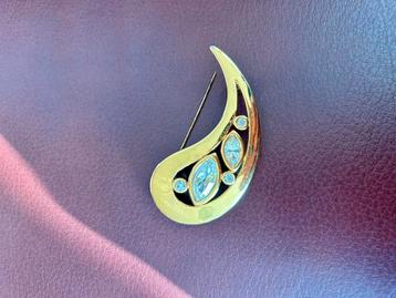 Gouden Broche met Strass - Zeer Goed! beschikbaar voor biedingen