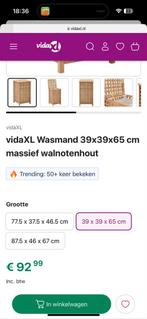 Houten Wasmand - 39x39x65 cm, Ophalen, Minder dan 50 cm, Overige typen, Zo goed als nieuw