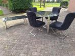 Gave eetkamerset, tafel, eetstoelen salontafel marmer look, Ophalen of Verzenden, Gebruikt, 4 tot 6 stoelen