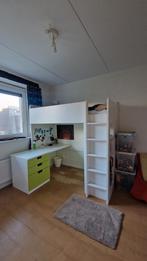 Ikea Stuva Hoogslaper met Bureau wit/ lime groen, Ophalen, 85 tot 100 cm, Zo goed als nieuw, Matras