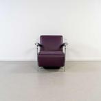 1x Leolux Scylla Fauteuil Laag Paars Leer + Grijs - Chroom, Huis en Inrichting, Fauteuils, Niet ingevuld, Metaal, Niet ingevuld
