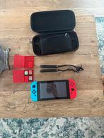 Nintendo Switch met 3 games, hoes en accessoires, Spelcomputers en Games, 2 spelers, Eén computer, Zo goed als nieuw, Vanaf 3 jaar