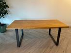 Houten Tafel met Metalen Poten, Huis en Inrichting, Tafels | Eettafels, Ophalen, Gebruikt, Eikenhout, 50 tot 100 cm