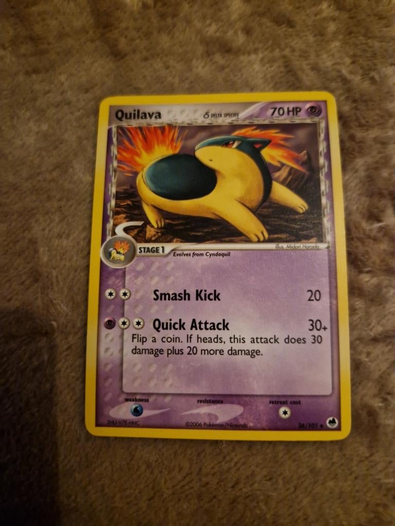 Quilava Delta Species - Zeldzame Pokémonkaart, Ophalen of Verzenden, Gebruikt, Losse kaart