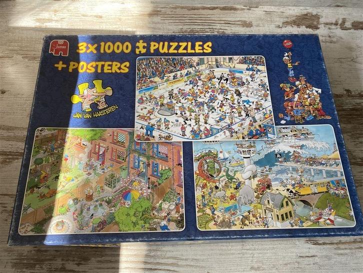 jan van haasteren - 3x 1000 stuks puzzel [s392], Hobby en Vrije tijd, Denksport en Puzzels, Zo goed als nieuw, 500 t/m 1500 stukjes