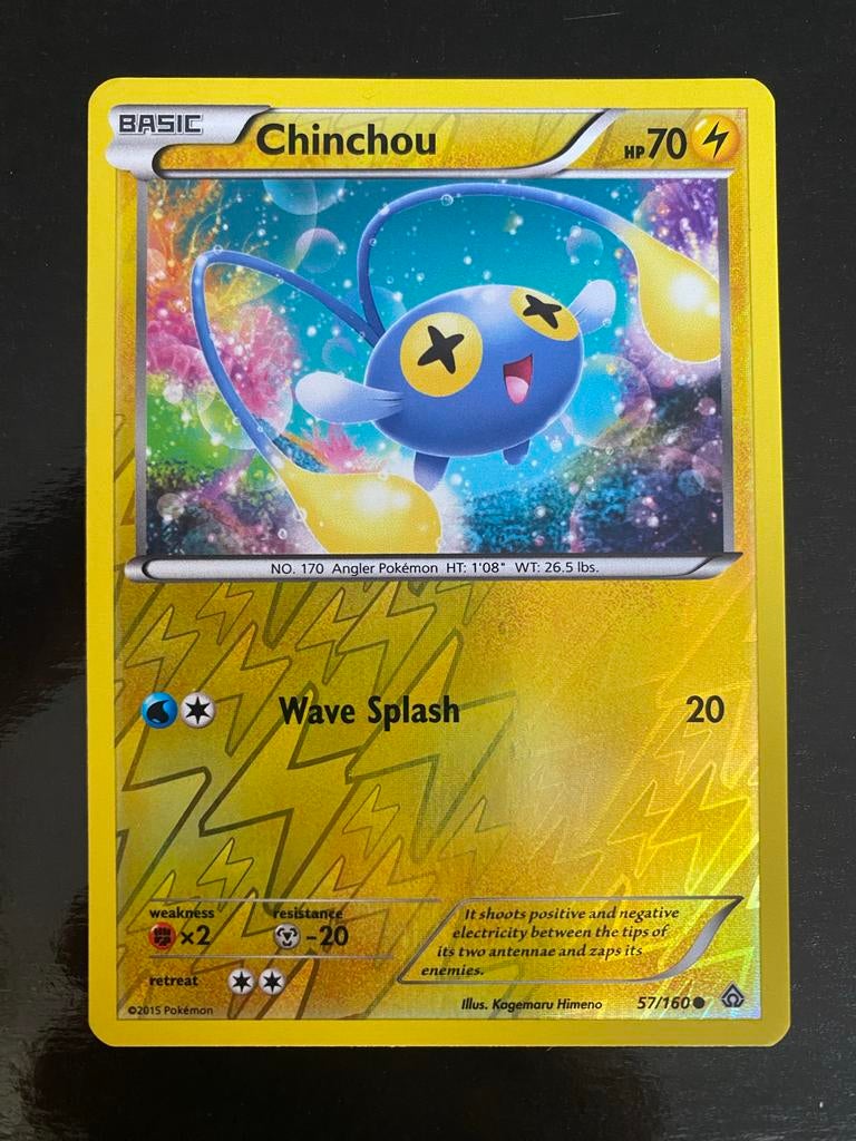 Chinchou 57/160 Rev. Holo Pokémon XY Primal Clash 2015, Ophalen of Verzenden, Zo goed als nieuw, Losse kaart, Foil