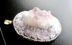 Grote Druzy Amethyst met Bergkristal hanger met Swarovski, Verzenden, Nieuw, Steen of Mineraal, Met edelsteen