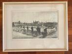 Ets Maastricht Brug over de Maas van Marius Janssen 25x40 cm, Antiek en Kunst, Kunst | Etsen en Gravures, Ophalen