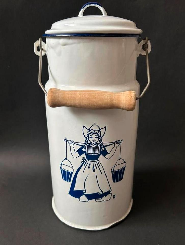 Wit Emaille Melkkan, Antiek en Kunst, Antiek | Emaille, Ophalen of Verzenden