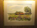 381> J. Hoogers ; Aquarel boerderij in Markelo, Antiek en Kunst, Kunst | Overige Kunst, Verzenden