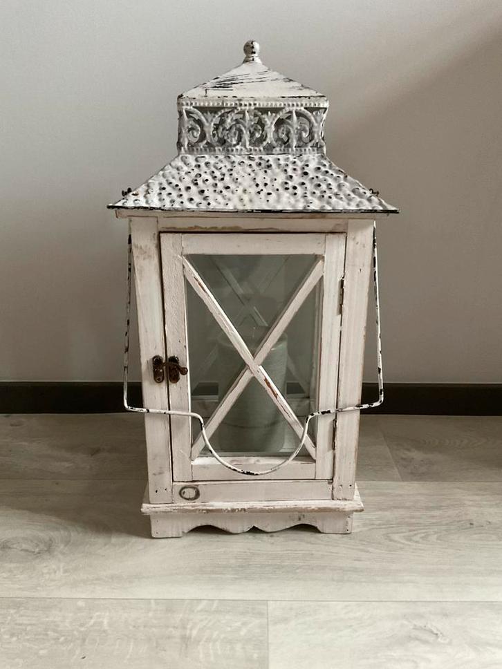 Sfeervolle lantaarn, groot, Huis en Inrichting, Woonaccessoires | Kandelaars en Kaarsen, Zo goed als nieuw, 50 tot 75 cm, Hout