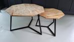 Salontafel set octagon Mangohout, Huis en Inrichting, Tafels | Salontafels, Ophalen, 50 tot 100 cm, 50 tot 100 cm, Zo goed als nieuw