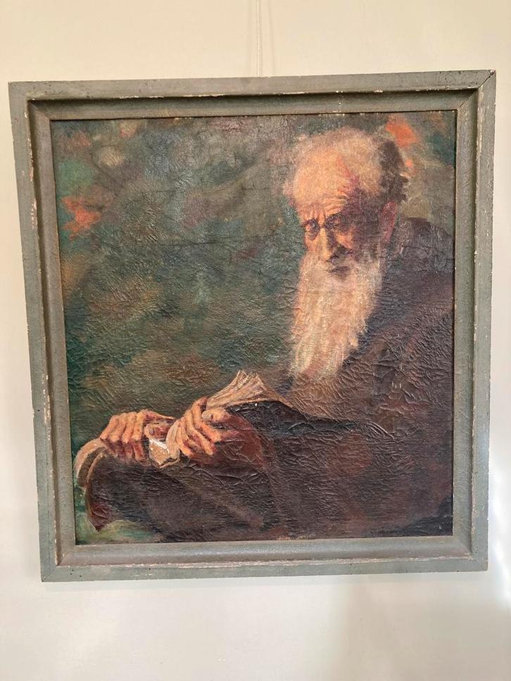 Schilderij lezende man, Antiek en Kunst, Kunst | Schilderijen | Klassiek, Ophalen of Verzenden