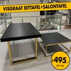 Visgraat eettafel en salontafel Outlet €495,-, Ophalen, Nieuw, 50 tot 100 cm, Vijf personen of meer
