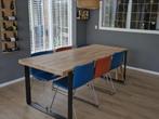 Massief Eiken Eettafel met 6 lederen stoelen, Huis en Inrichting, Ophalen, Gebruikt, 200 cm of meer, 50 tot 100 cm