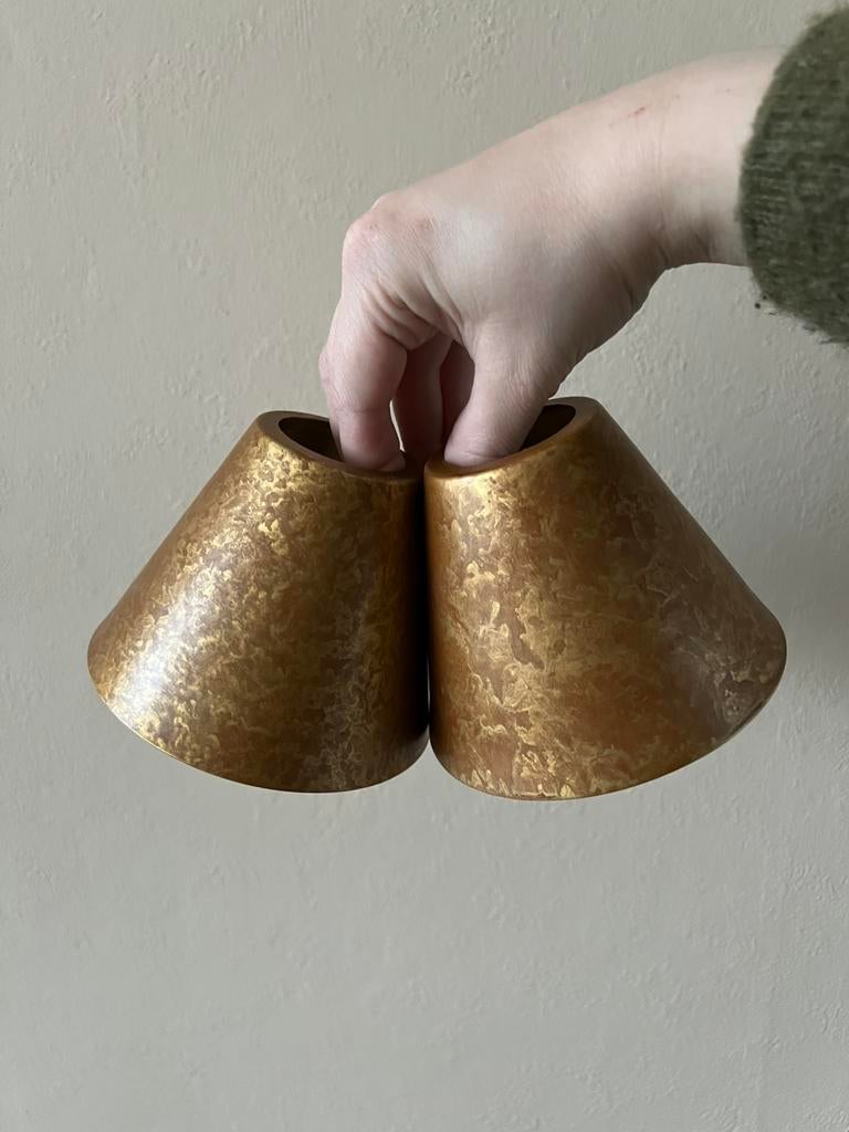 Set van 2 bijzondere massief messing lampenkapen vintage, Ophalen of Verzenden, Zo goed als nieuw