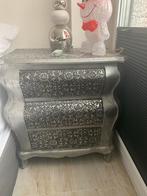 Barok nachtkastje zilverkleurig 2 stuks, Ophalen, Overige materialen, Minder dan 50 cm, Gebruikt