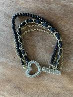 Armband 3 layers en bling sluiting zwart met goud, Sieraden, Tassen en Uiterlijk, Armbanden, Verzenden, Zo goed als nieuw, Goud