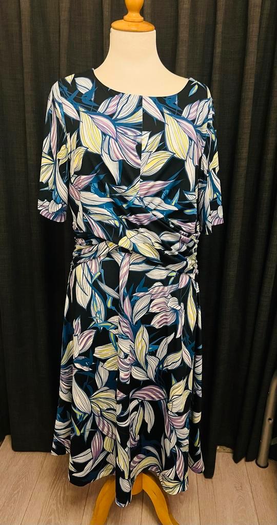 Gerry Weber Jurk Maat 40 (L) travelstof, Kleding | Dames, Jurken, Zo goed als nieuw, Maat 42/44 (L), Blauw, Onder de knie, Verzenden