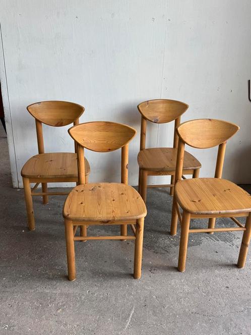4 vintage grenen stoelen stijl Rainer Daumiller, Huis en Inrichting, Stoelen, Zo goed als nieuw, Vier, Bruin, Ophalen