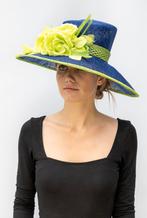 Indigo lime groene unieke handgemaakte sinamay hoed, Kleding | Dames, Nieuw, Ophalen of Verzenden, 58 cm (L, 7¼ inch) of meer