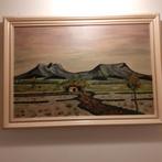 Schilderij van de rijstvelden met vulkaan Indonesië, Antiek en Kunst, Kunst | Schilderijen | Klassiek, Ophalen of Verzenden
